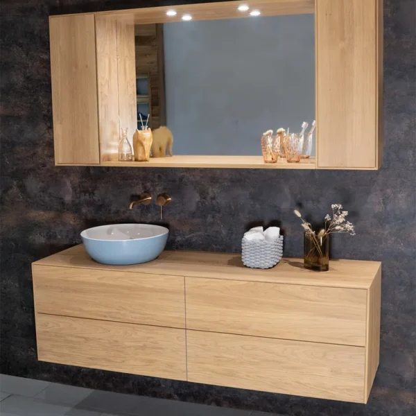 Miter Oak Bathroom Cabinet